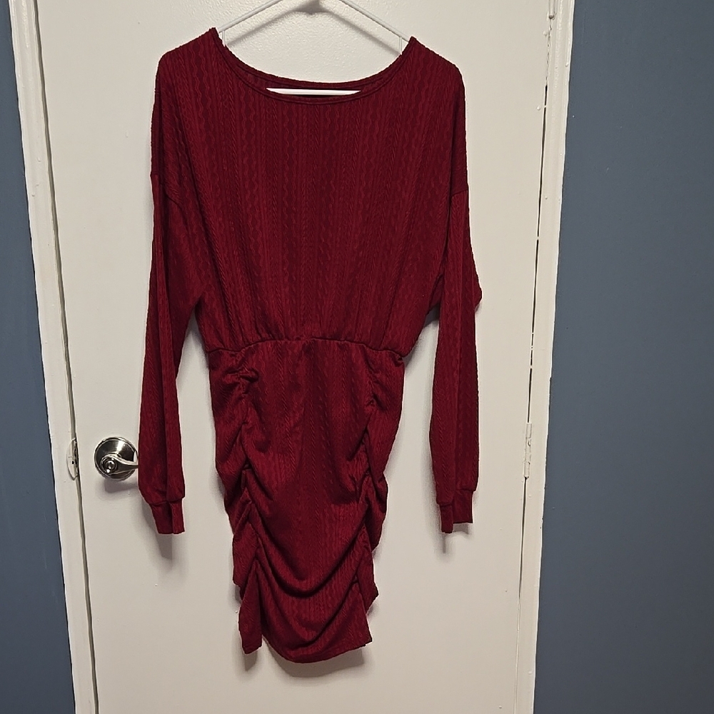 Elegant Red Ruched Dress
